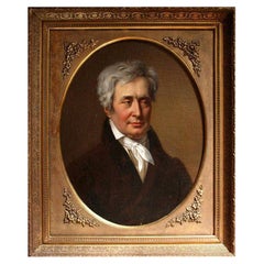 Antique Oil Portrait Painting of a Count in Ornate Gilded Frame, 19th Century