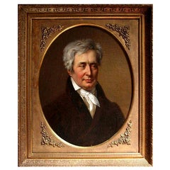Portrait à l'huile d'un comte dans un cadre doré orné:: 19ème siècle
