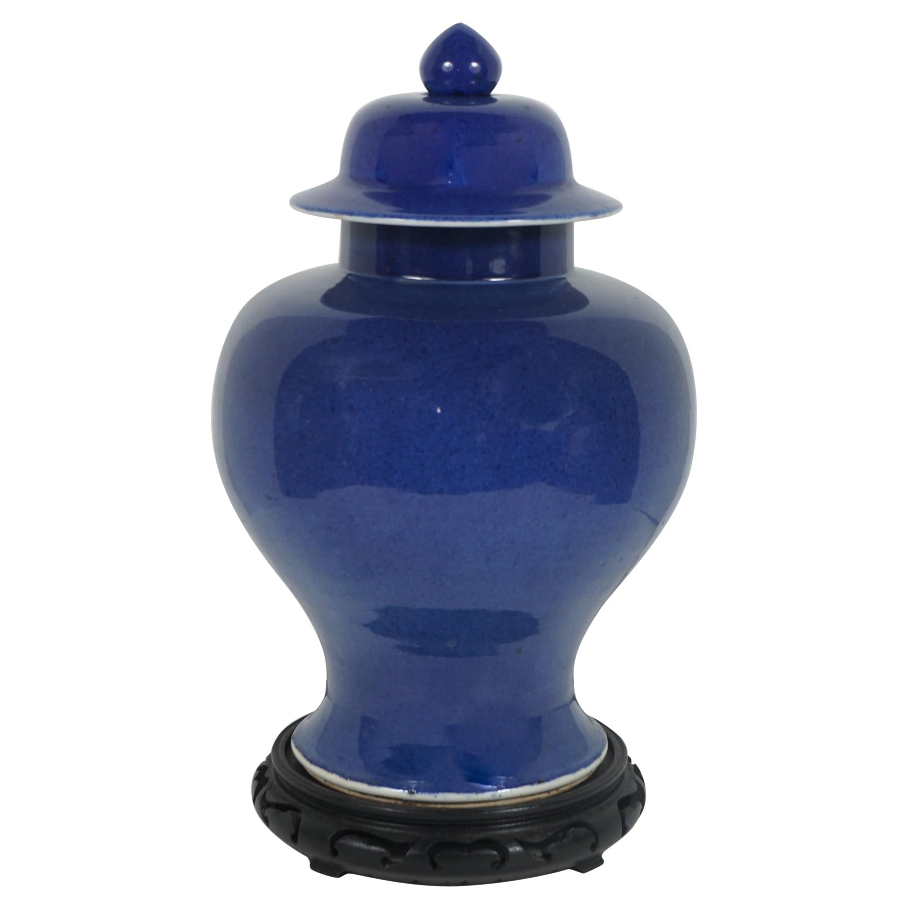 Frühe Qing-Dynastie Chinesisch Pulverblau glasiert Giner Jar und Deckel