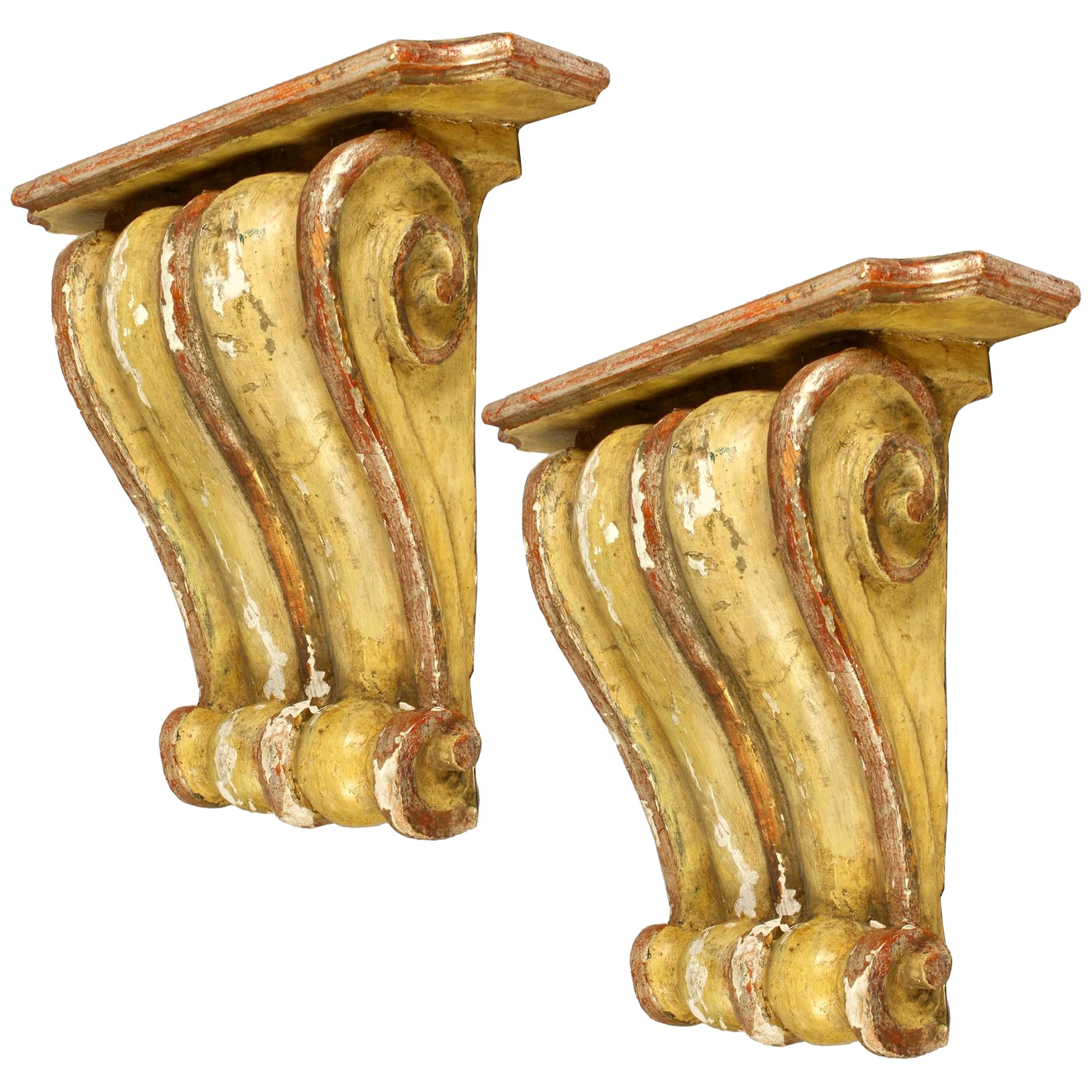 Pair of Ornate Giltwood Brackets at 1stDibs