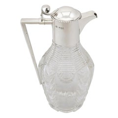 Edwardian Cut Glass and Sterling Silver Mounted Claret Jug