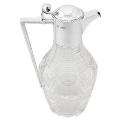 Jarra de clarete eduardiana montada en cristal tallado y plata de ley