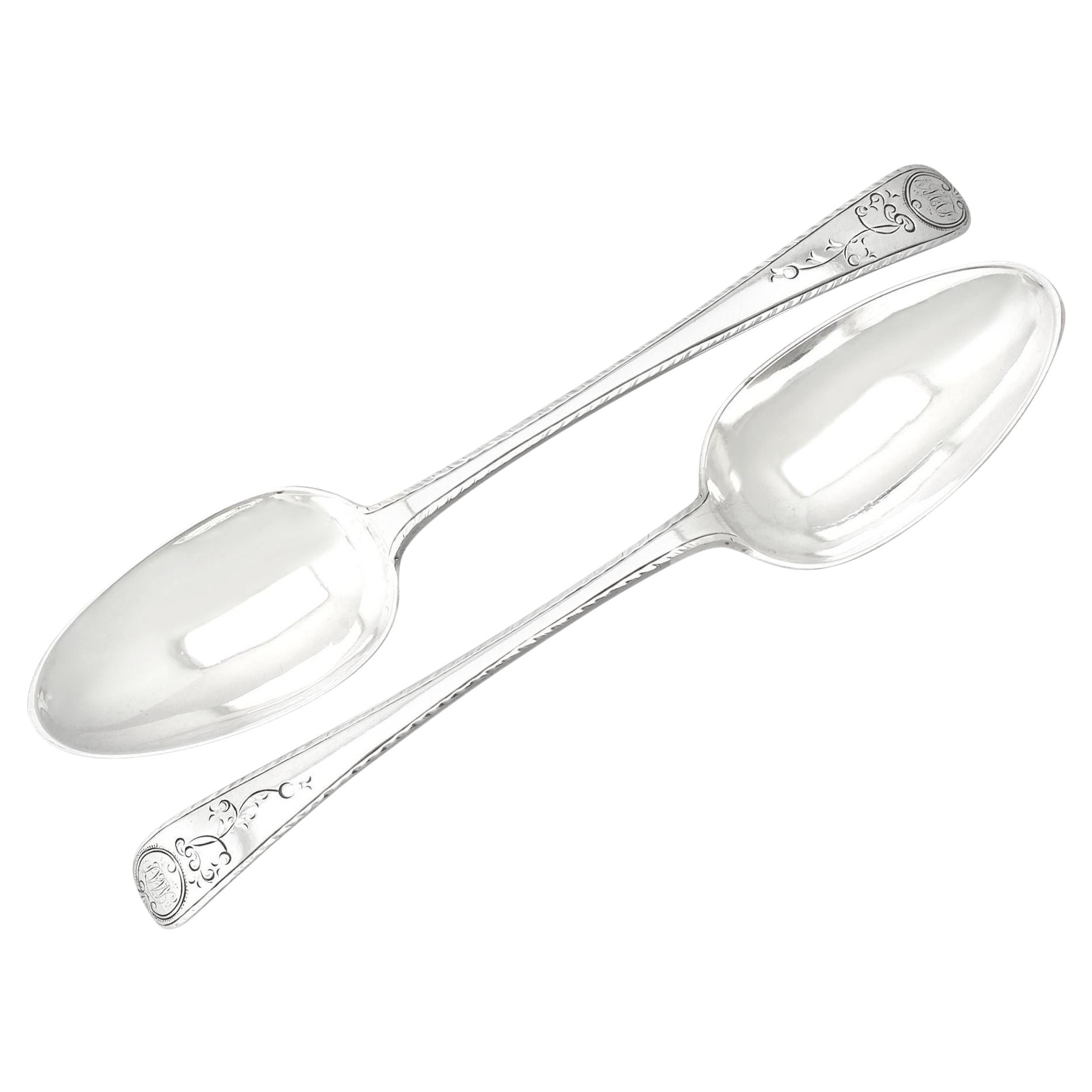 Newcastle Sterling Silver Old English Feather Edge Pattern Table Spoons For Sale