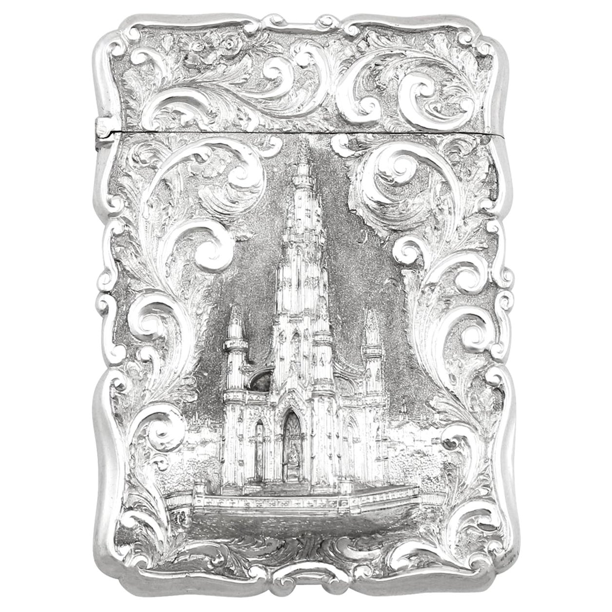 Nathaniel Mills Victorian Sterling Silver Card Case For Sale