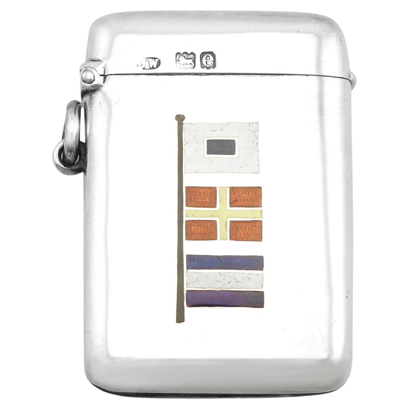 Estuche Victoriano Vesta Bandera de Plata de Ley y Esmalte