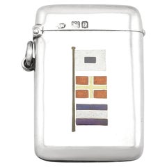 Estuche Victoriano Vesta Bandera de Plata de Ley y Esmalte