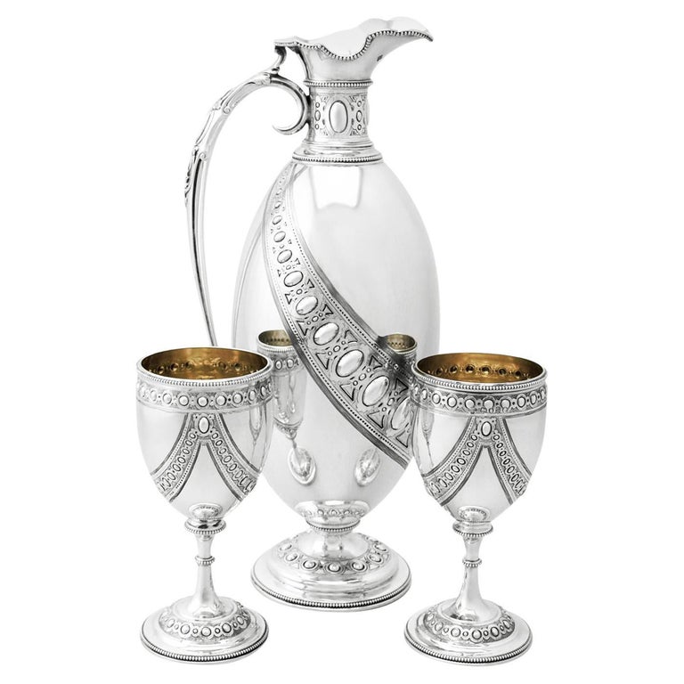 Barnard and Sons Ltd Antique Sterling Silver Claret Jug and Matching