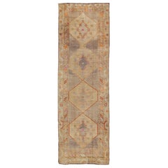 Colorful Turkish Gallery Runner with Multi-Medallion Design & Unique Colors