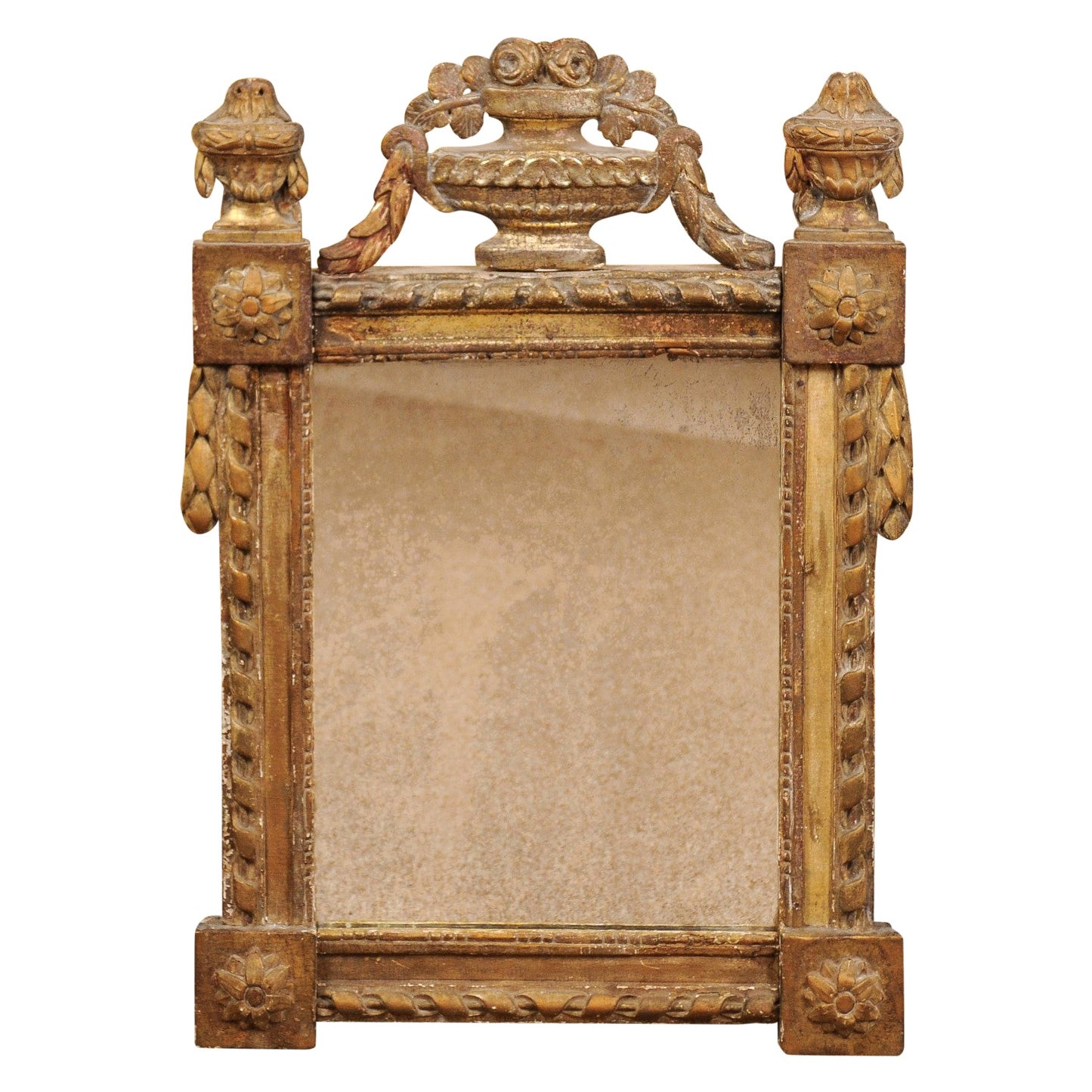 Louis XVI Period Giltwood Mirror with Urn Crest, France ca. 1790