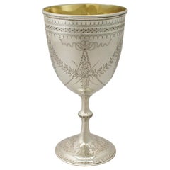 Antique Victorian 1860s Sterling Silver Goblet by Thomas Smily