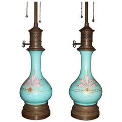 Pair of Light Blue and Pink Lamps