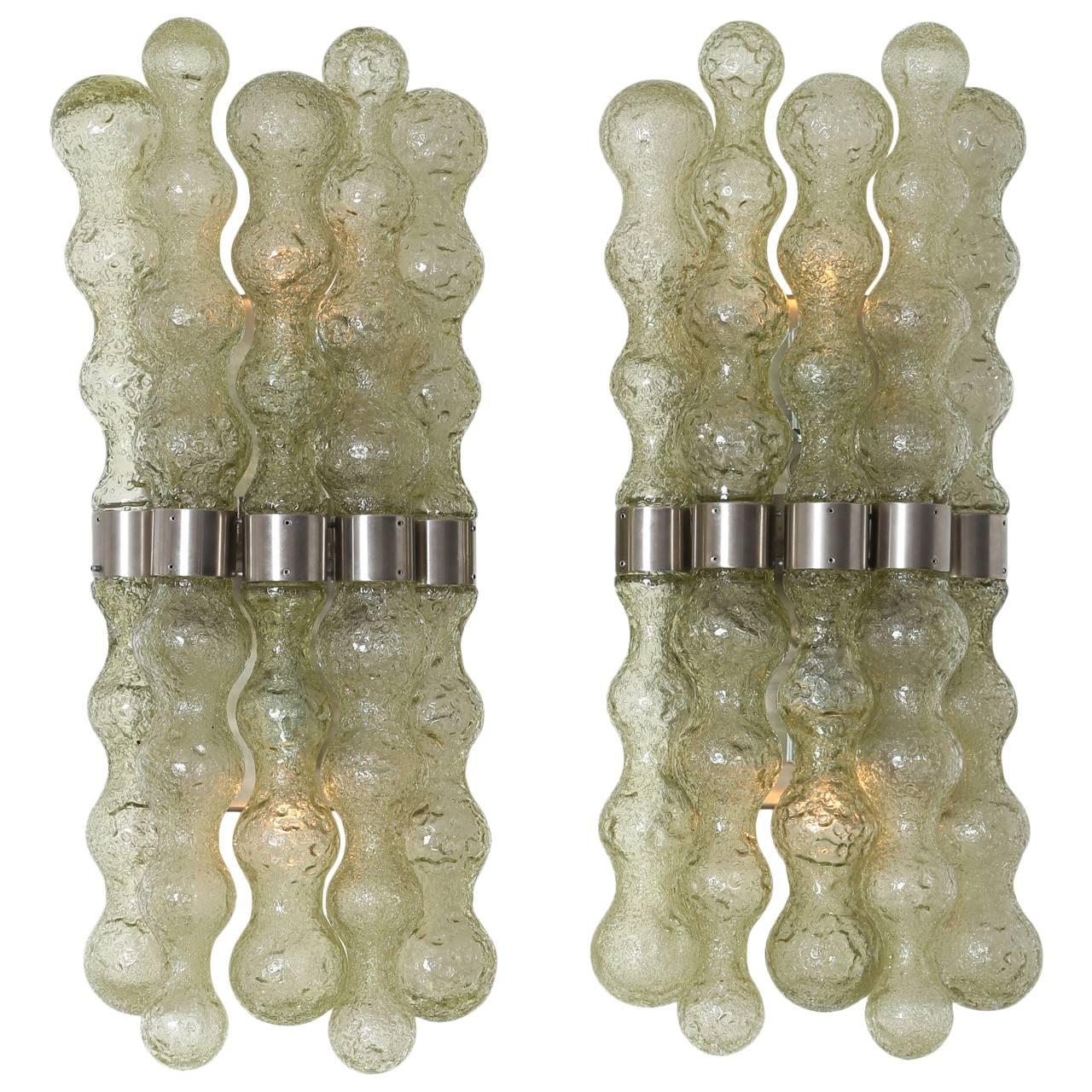 Pair of Murano Green-Glass Sconces