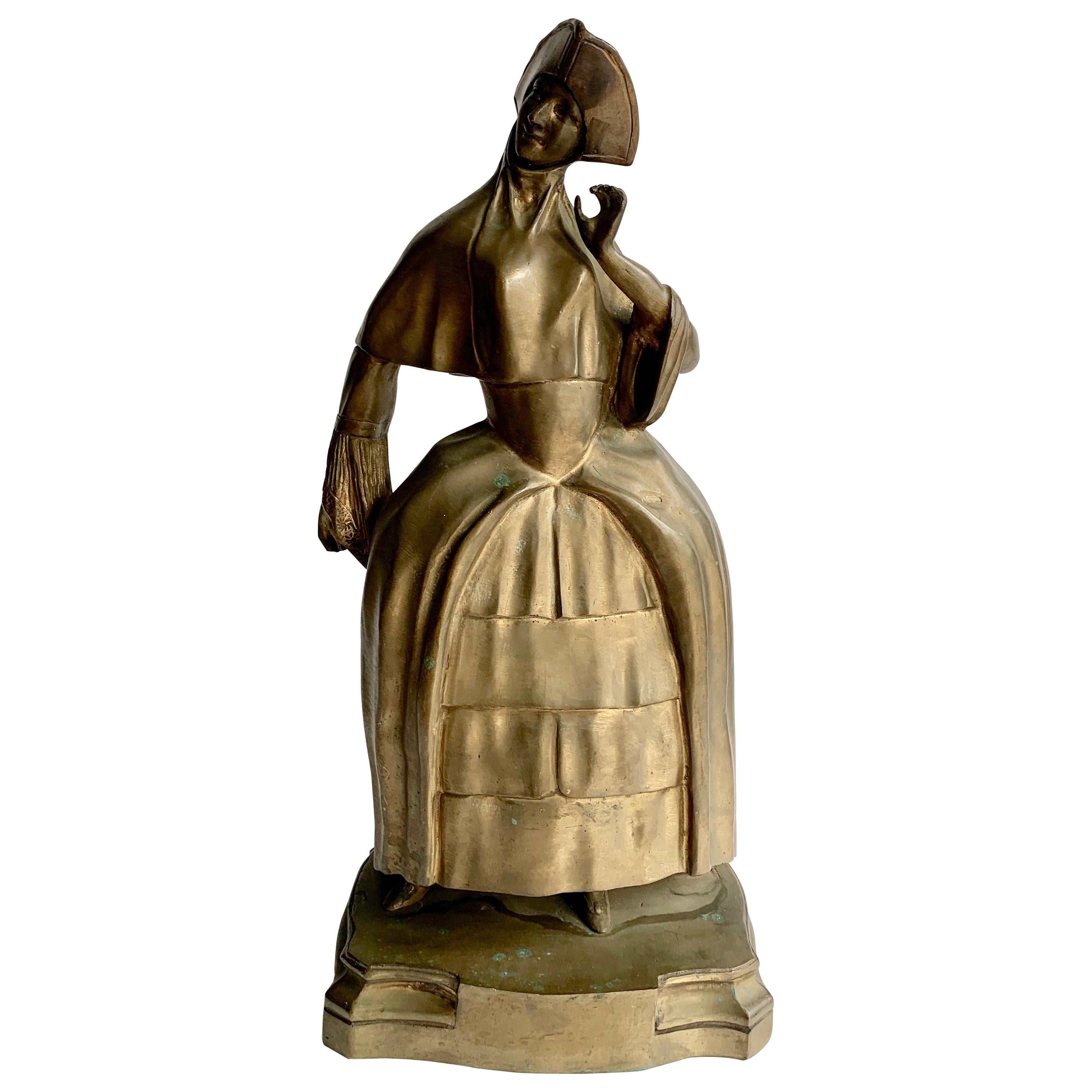 Bronze Woman Sculpture Bookend For Sale