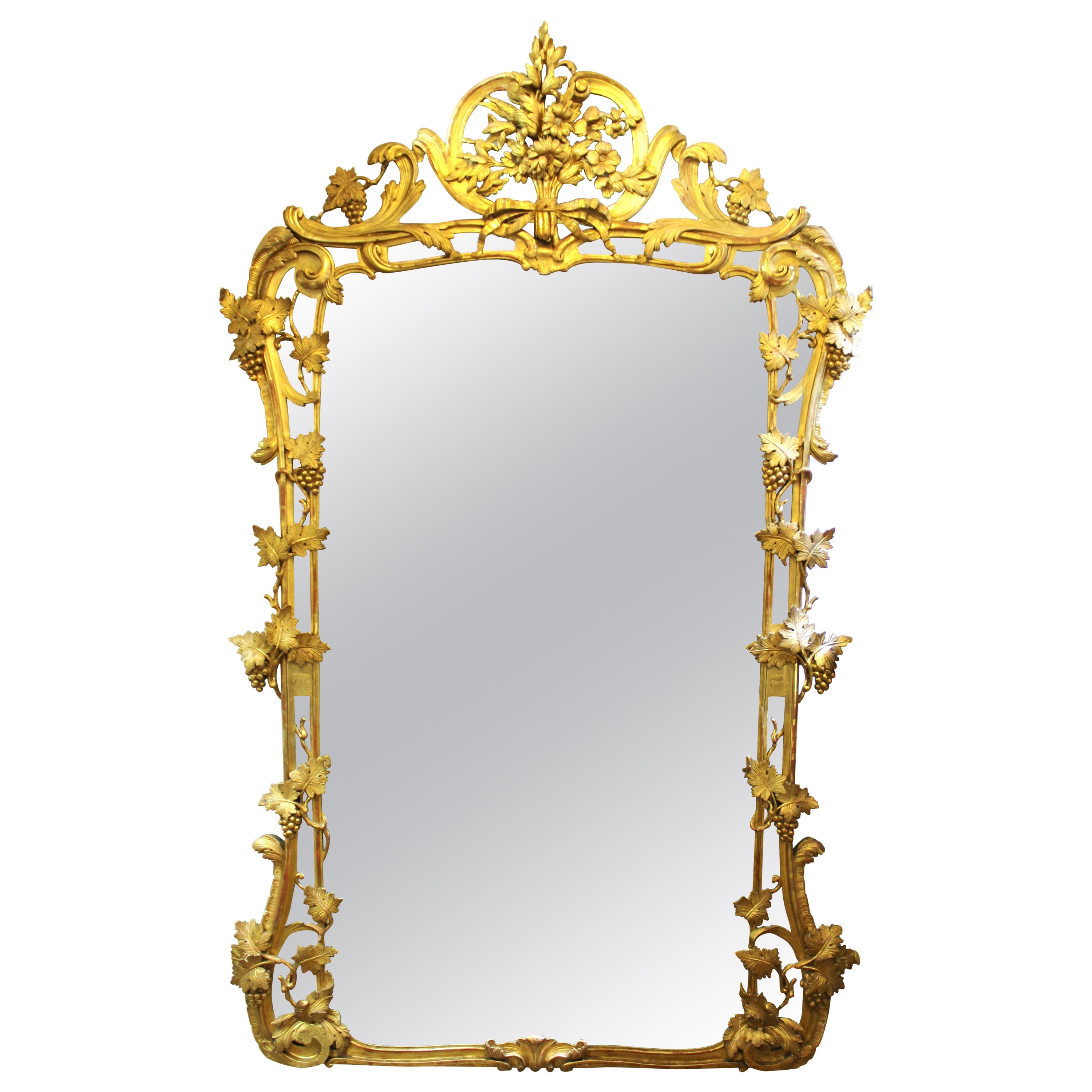 Antique Wall Mirror with Vines For Sale at 1stDibs