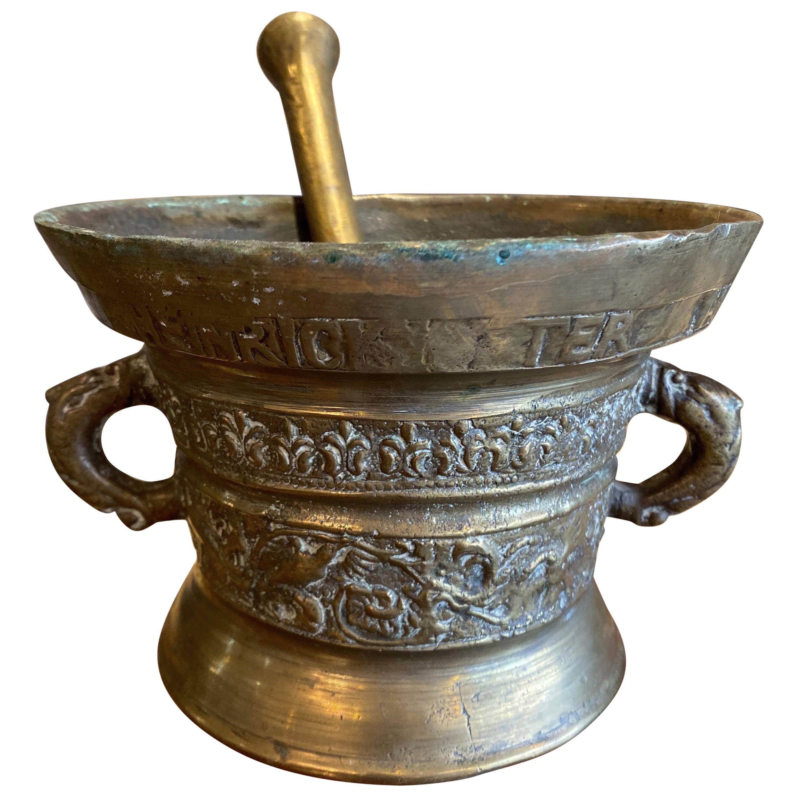 19th Century Large Cast Iron Mortar and Pestle For Sale at 1stDibs