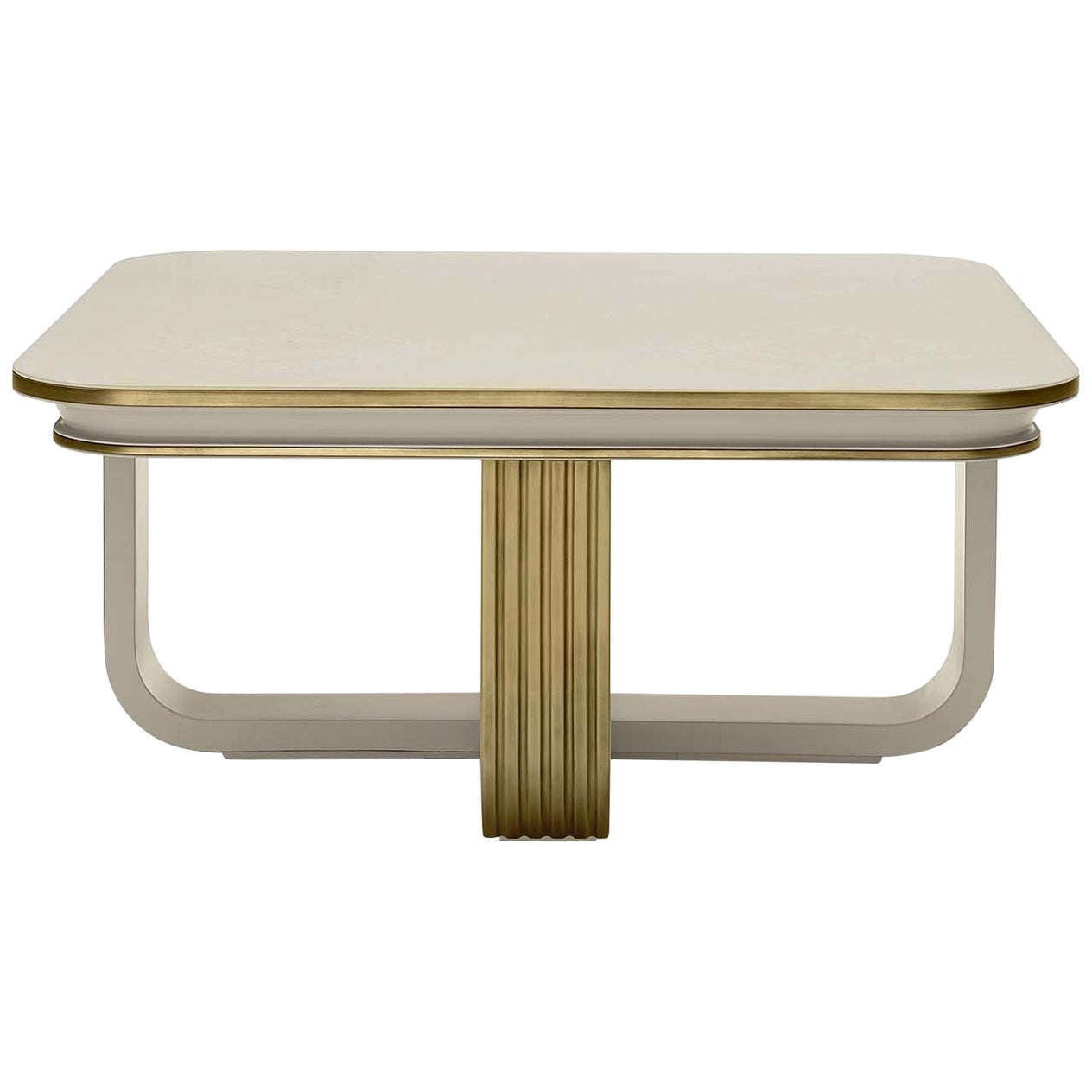 48Inch Rounded Square Quad Coffee Table in Natural White Paper Pulp