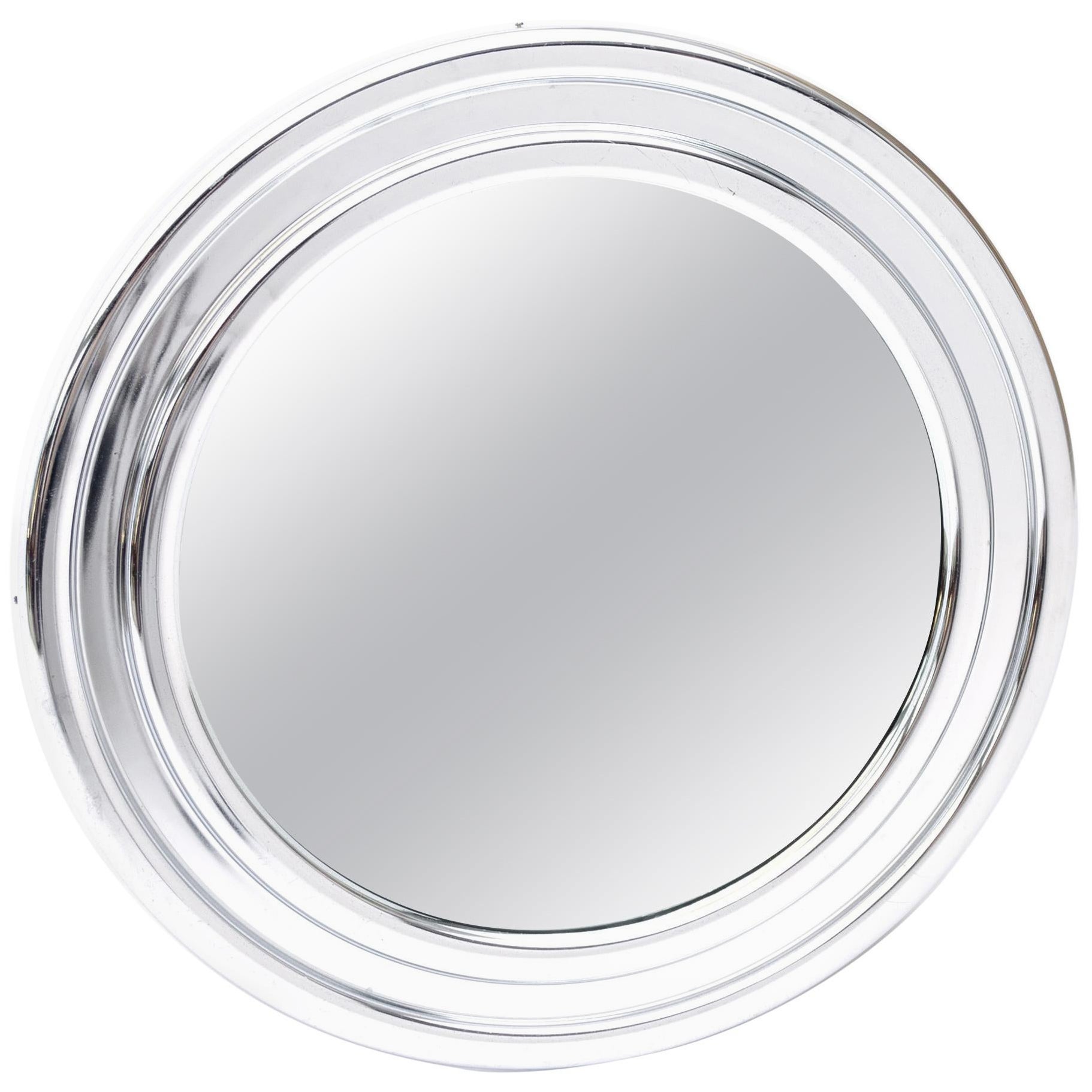 Chrome-Plated Round Space Age Wall Mirror, 1970s