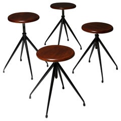 Set of 4 Lacquered Stools Model A105 by Gastone Rinaldi for Rima, Italy, 1950s