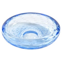 Midcentury Italian Blue Murano Bubble Bowl