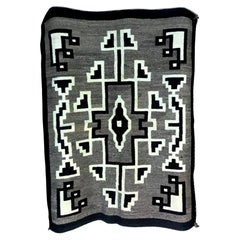 Vintage Native American Navajo Handwoven Green, Beige and Brown Rug Blanket