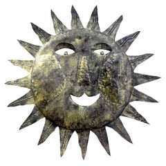 French Midcentury Gilt Metal Sunburst