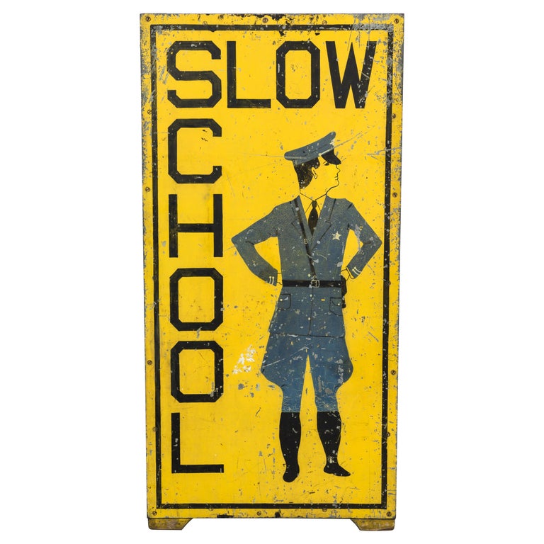 Vintage School Crossing Safety Guard Folk Art Trade Sign For Sale
