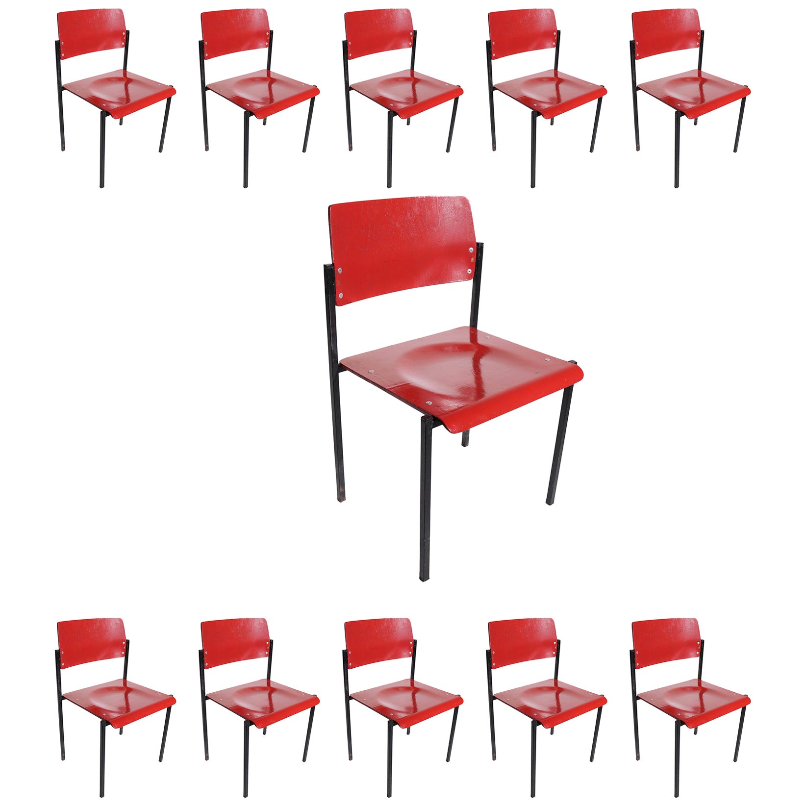 Birch Stacking School Chairs at 1stDibs