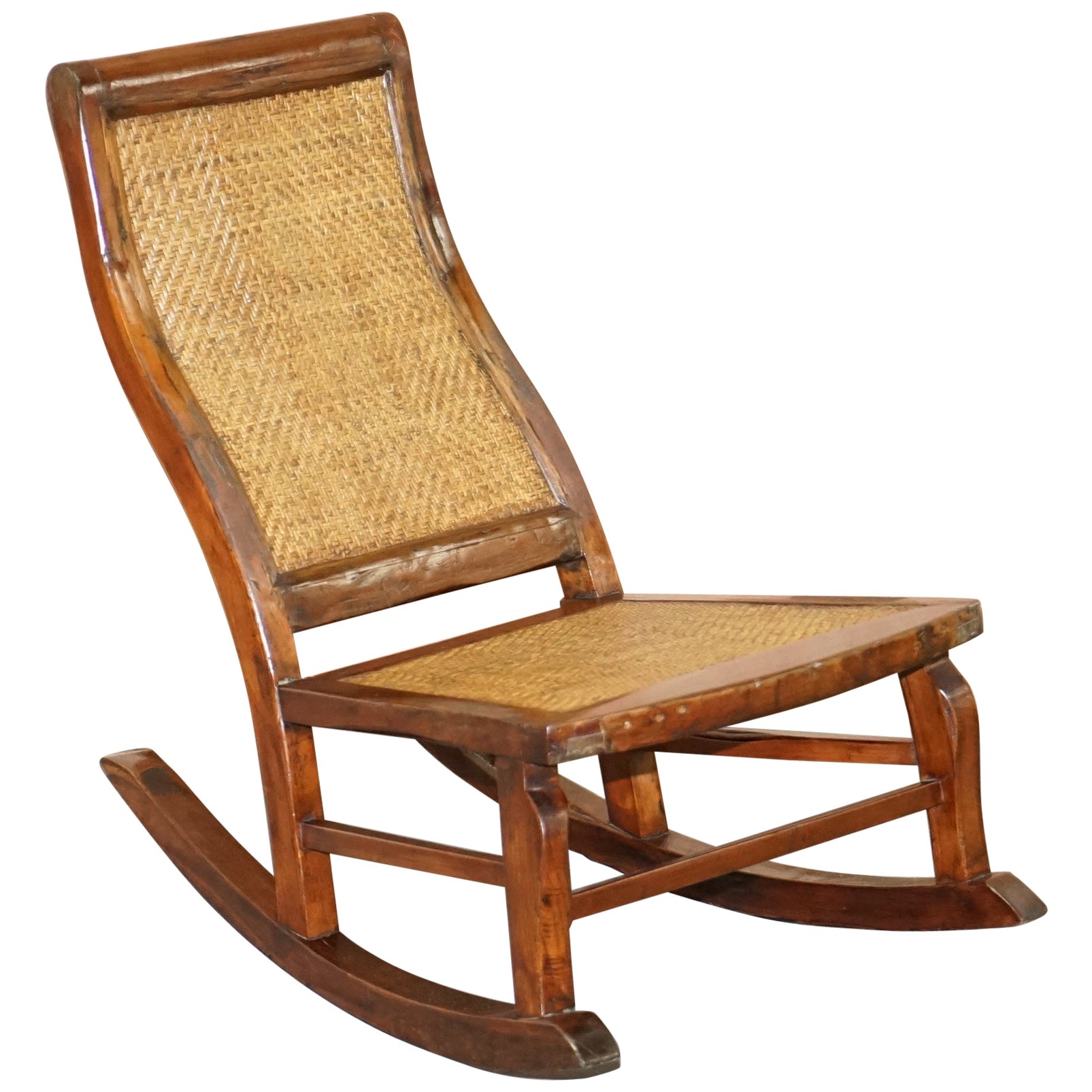 Wood Rocker Armchair - American Mahogany Spring Rocking Armchair