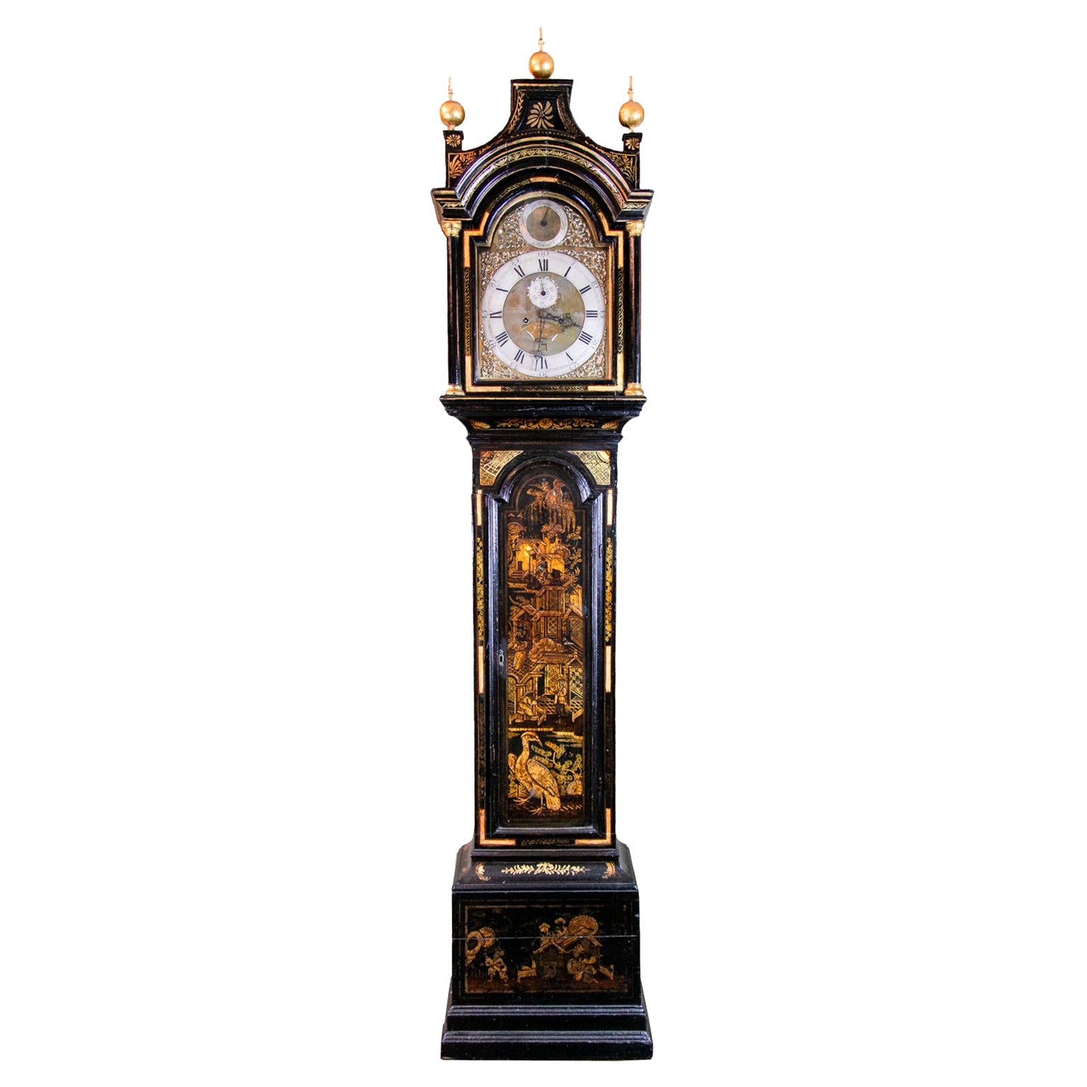 Black Chinoiserie Grandfather Clock For Sale at 1stDibs