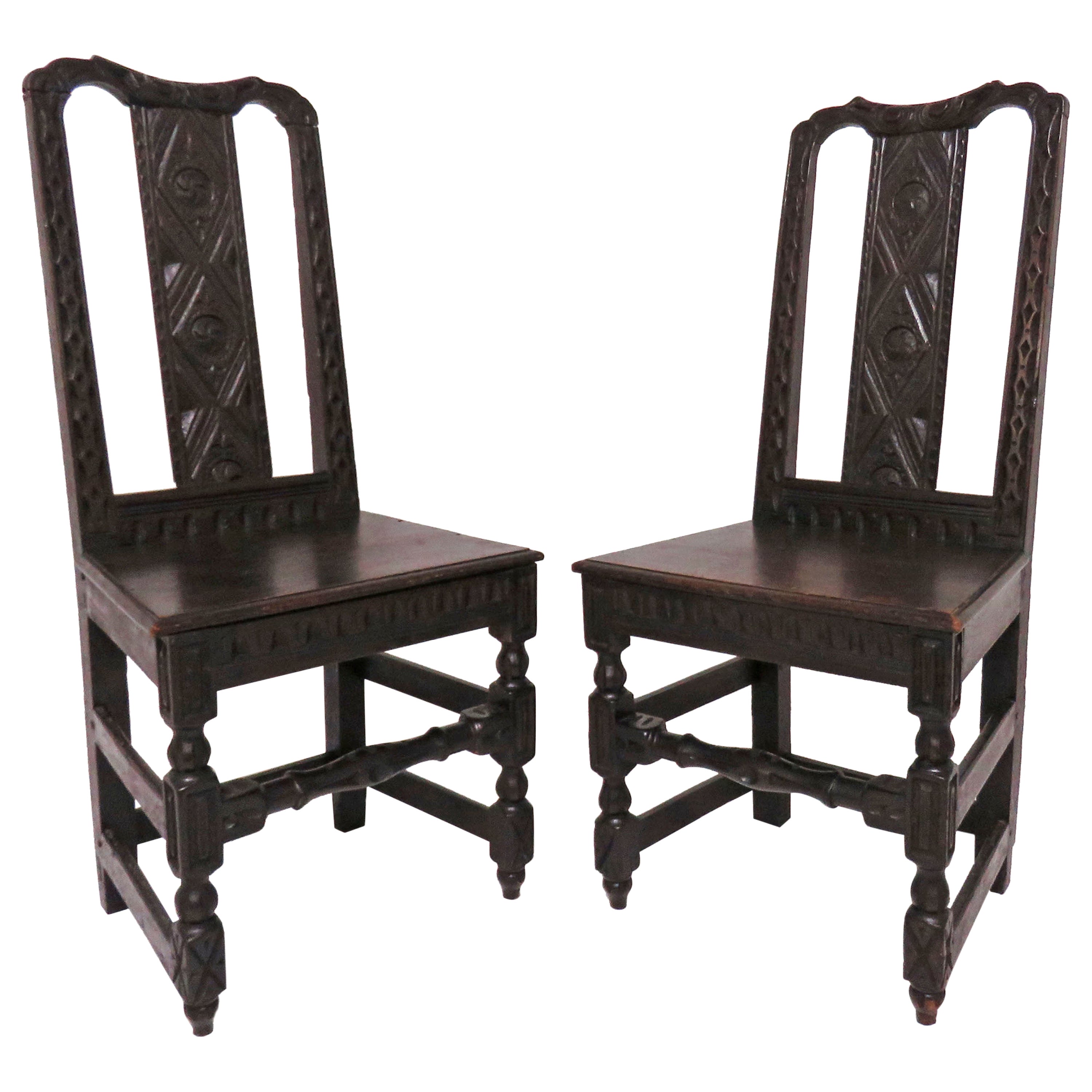 Pair Hand Carved Chinese Chairs For Sale at 1stDibs