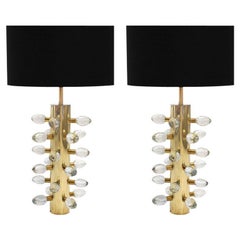 Mid-Century Modern Style Pair of Sculptural Murano Glass Italian Table Lamps