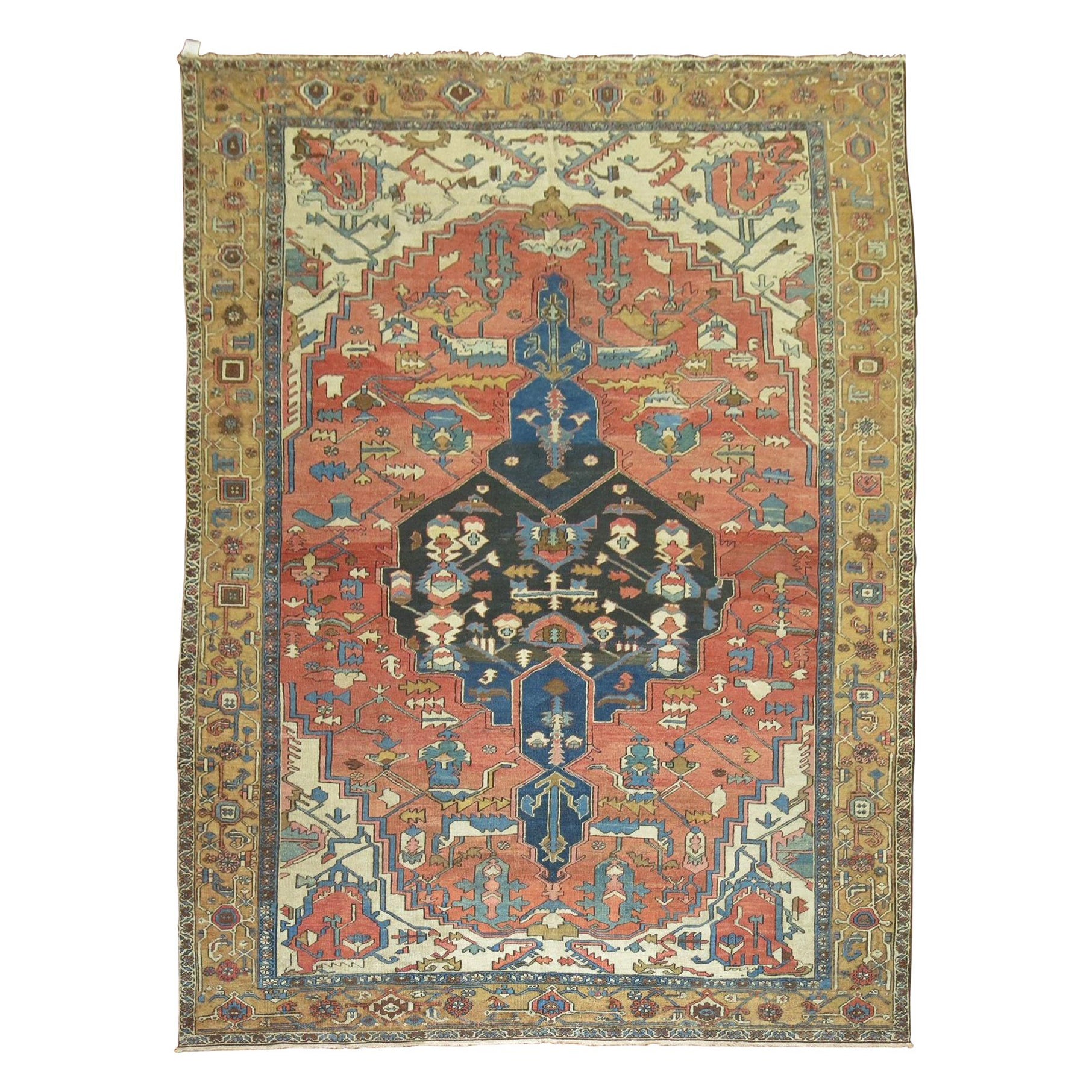 Zabihi Collection Antique Persian Heriz Rug For Sale