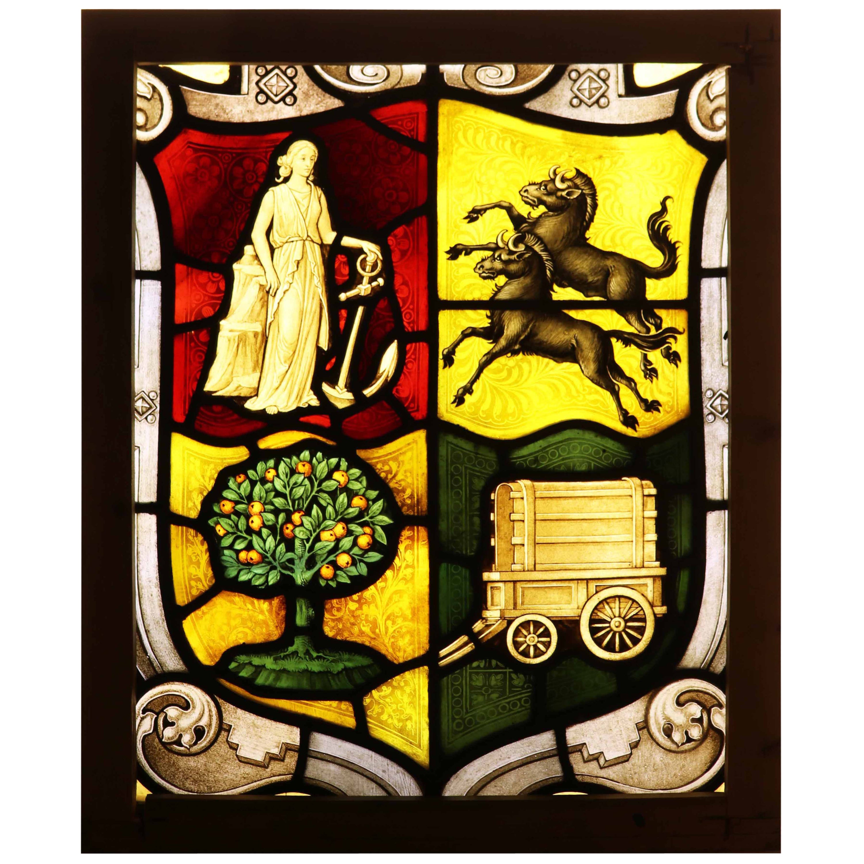 Antique English Stained Glass Window Panel For Sale at 1stDibs