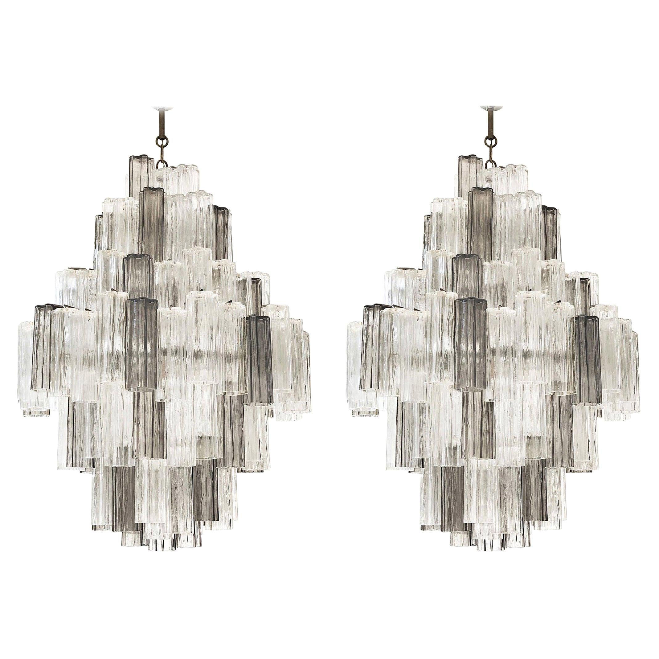 20th Century Italian Eight Tiered Murano Glass Chandeliers by Venini & Zuccheri