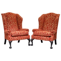 Used Pair of George Smith Chelsea Large Wingback Armchairs Claw and Ball Feet