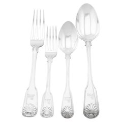 George Adams Cantimplora victoriana de plata de ley con cubiertos para 12 personas