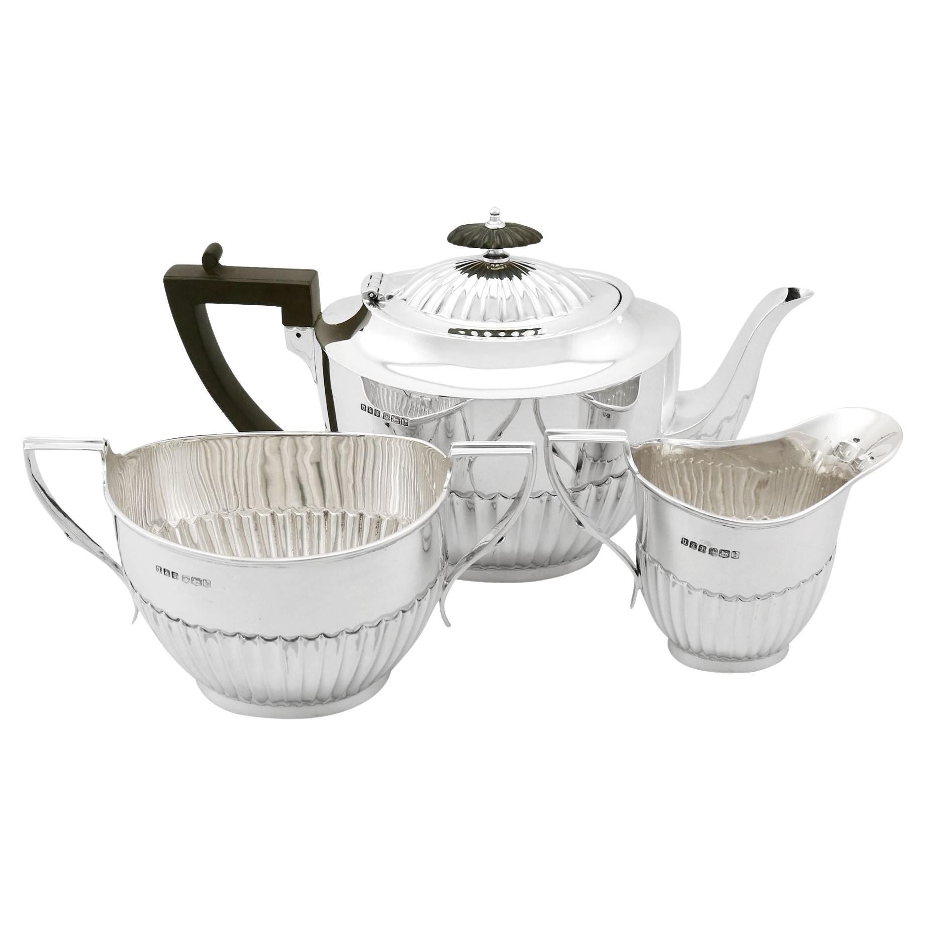 Antique 1910s Sterling Silver Three-Piece Tea Service For Sale