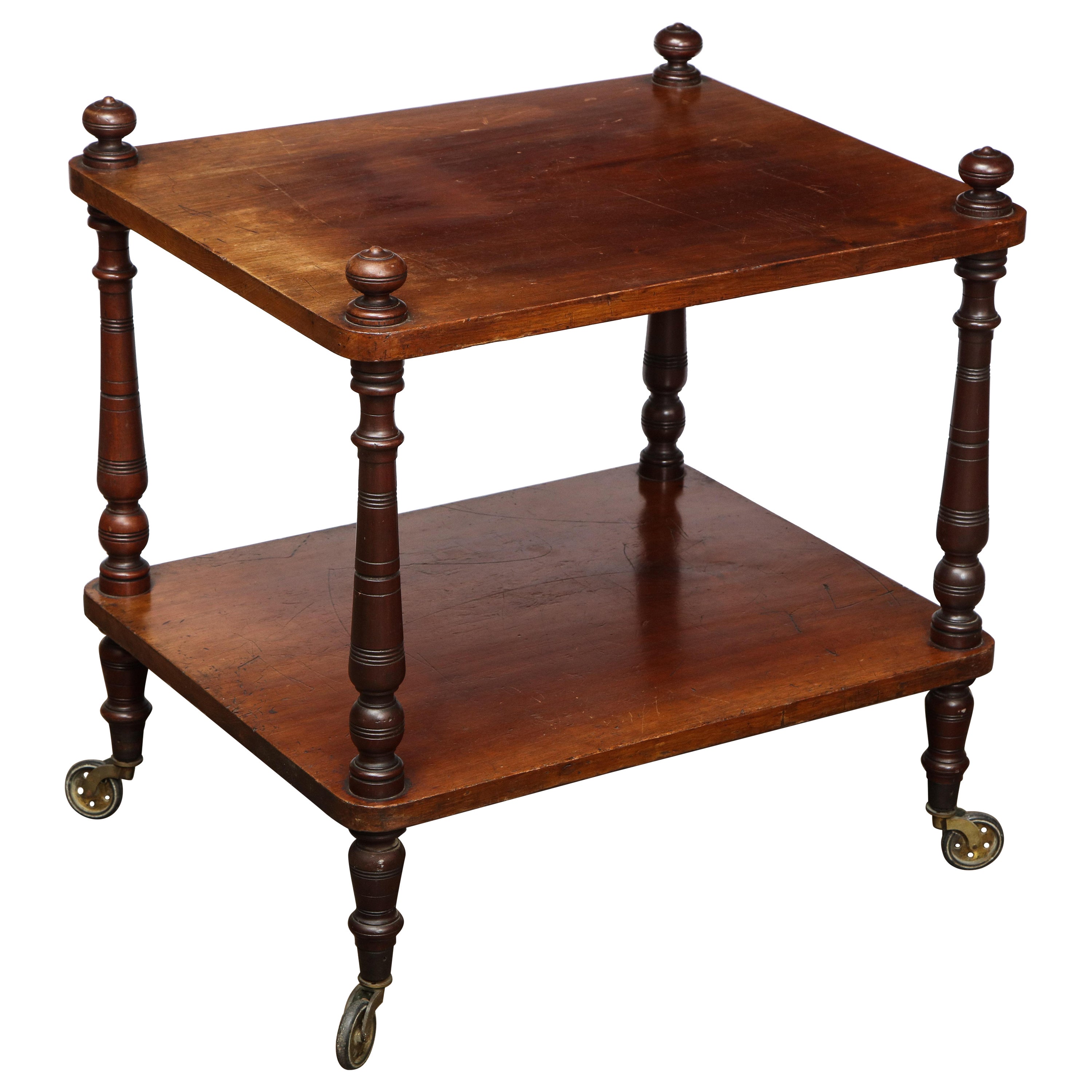 Two-Tier 19th Century Scottish Table on Casters