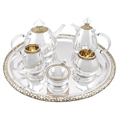 Unusual Vintage English Sterling Silver Six-Piece Tea and Coffee Service
