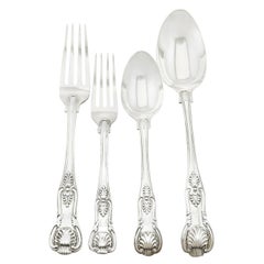 Antike viktorianische 1850er Sterling Silber Besteck Service