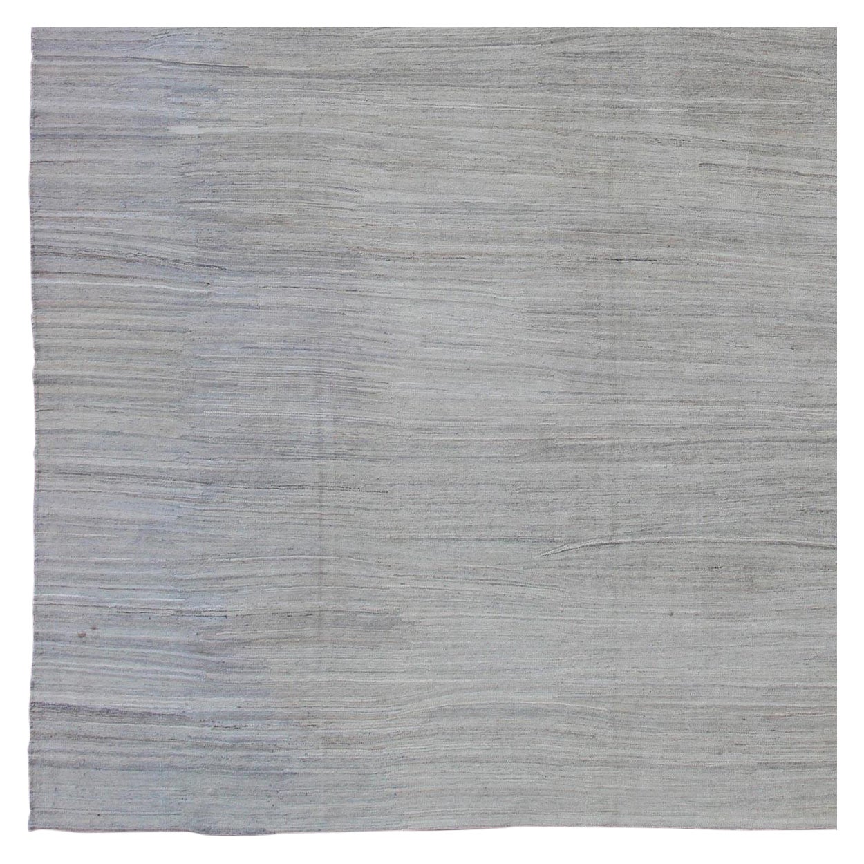 Large Kilim Rug in Light Blue, Light Gray & Cream with Minimalist Modern Design For Sale