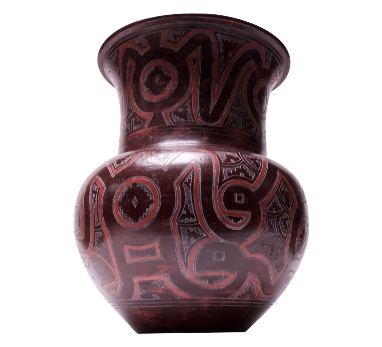 Large HandPainted Terracotta Vase For Sale at 1stDibs