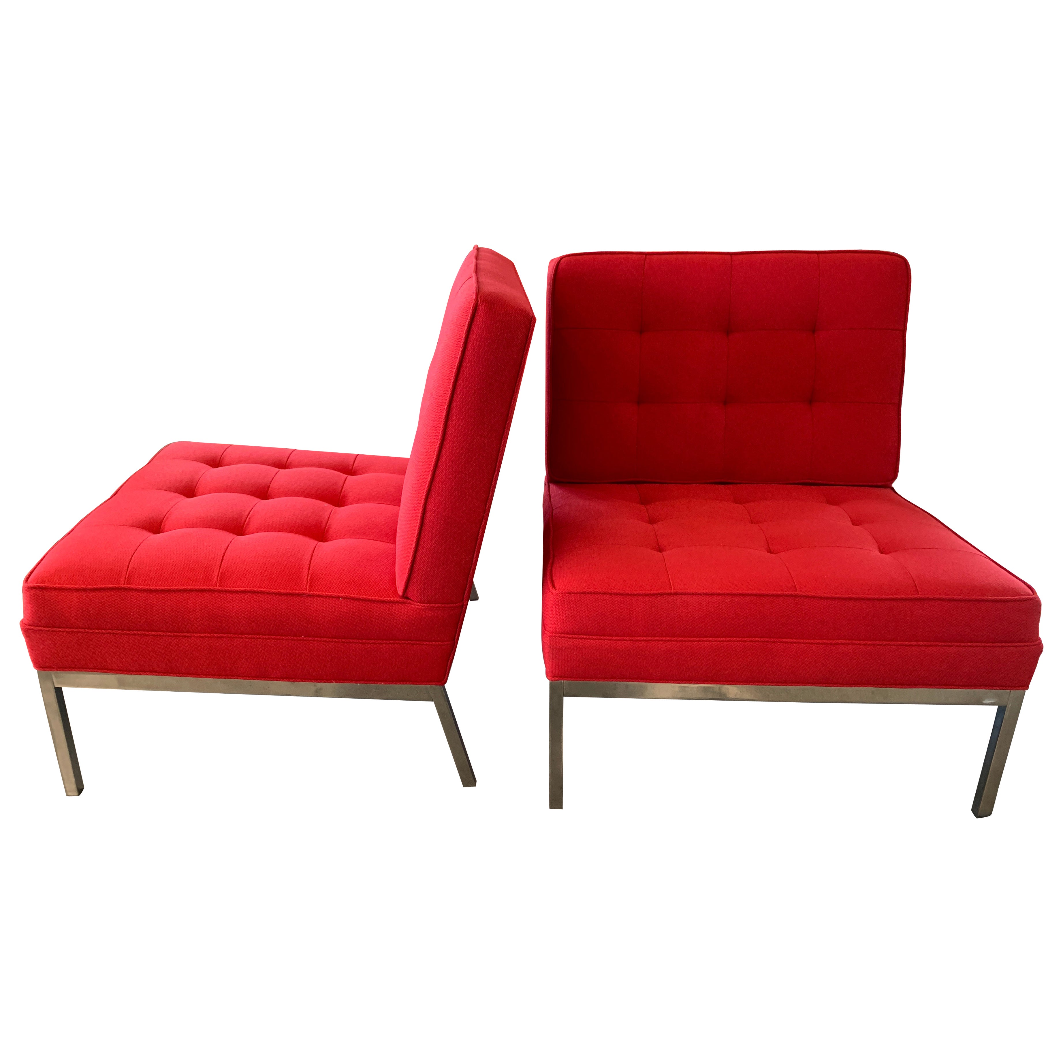 Red Florence Knoll Lounge Chairs