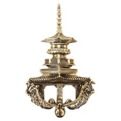 Retro Large Scale Brass Pagoda Form Door Knocker