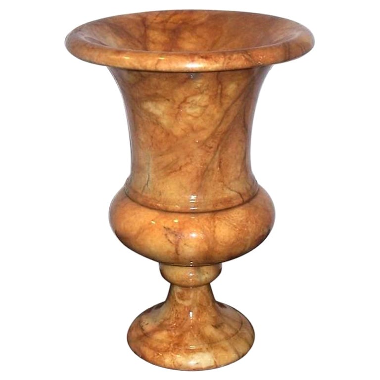 Amber Tone Alabaster Urn Lamp For Sale
