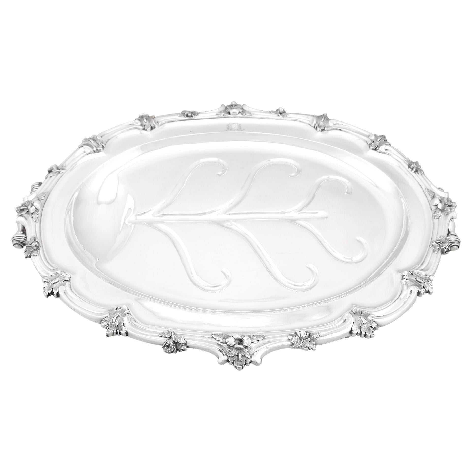 Antiguo Plato Victoriano de Venado de Plata de Ley y Placa de Sheffield