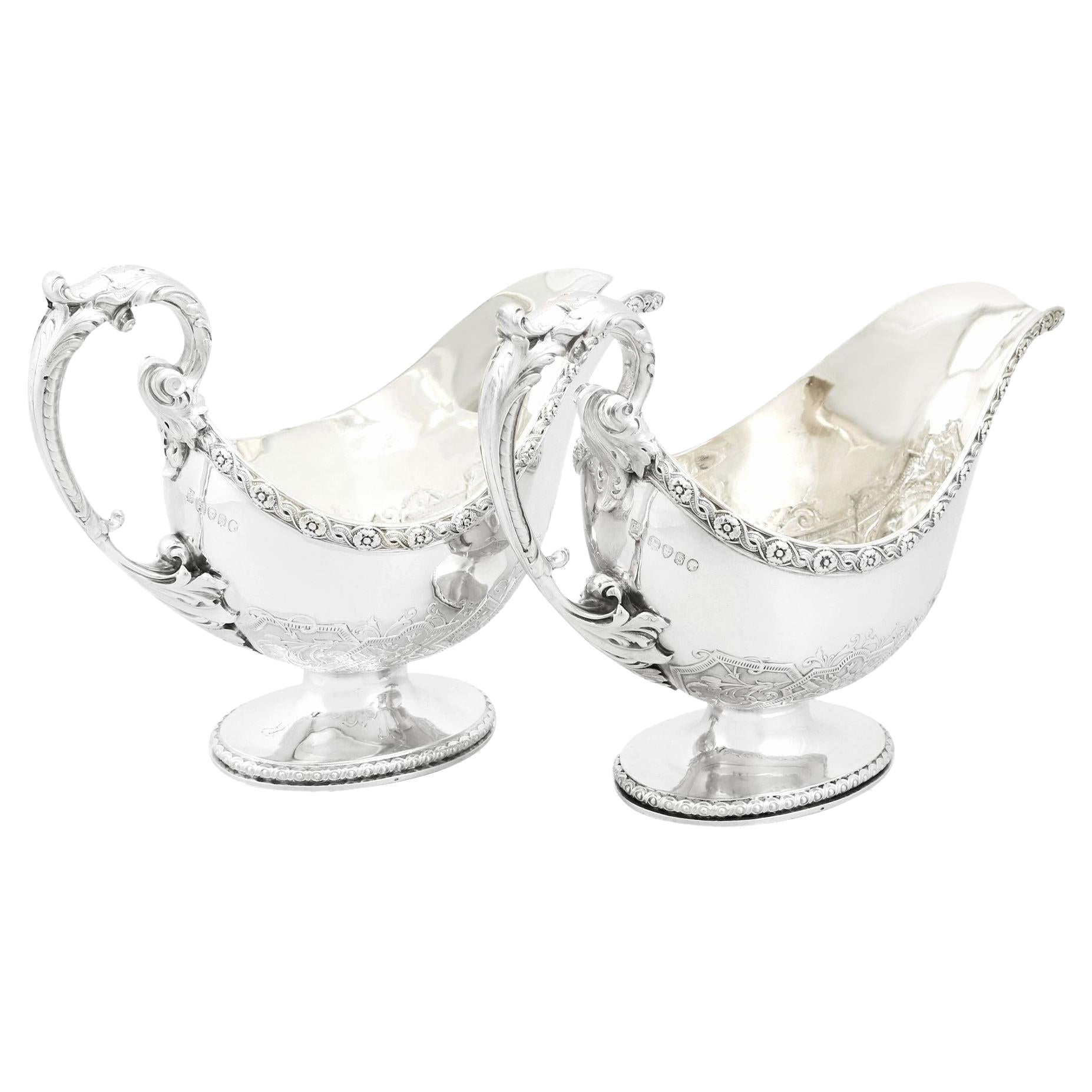 Victorian Pair of Sterling Silver Sauceboats