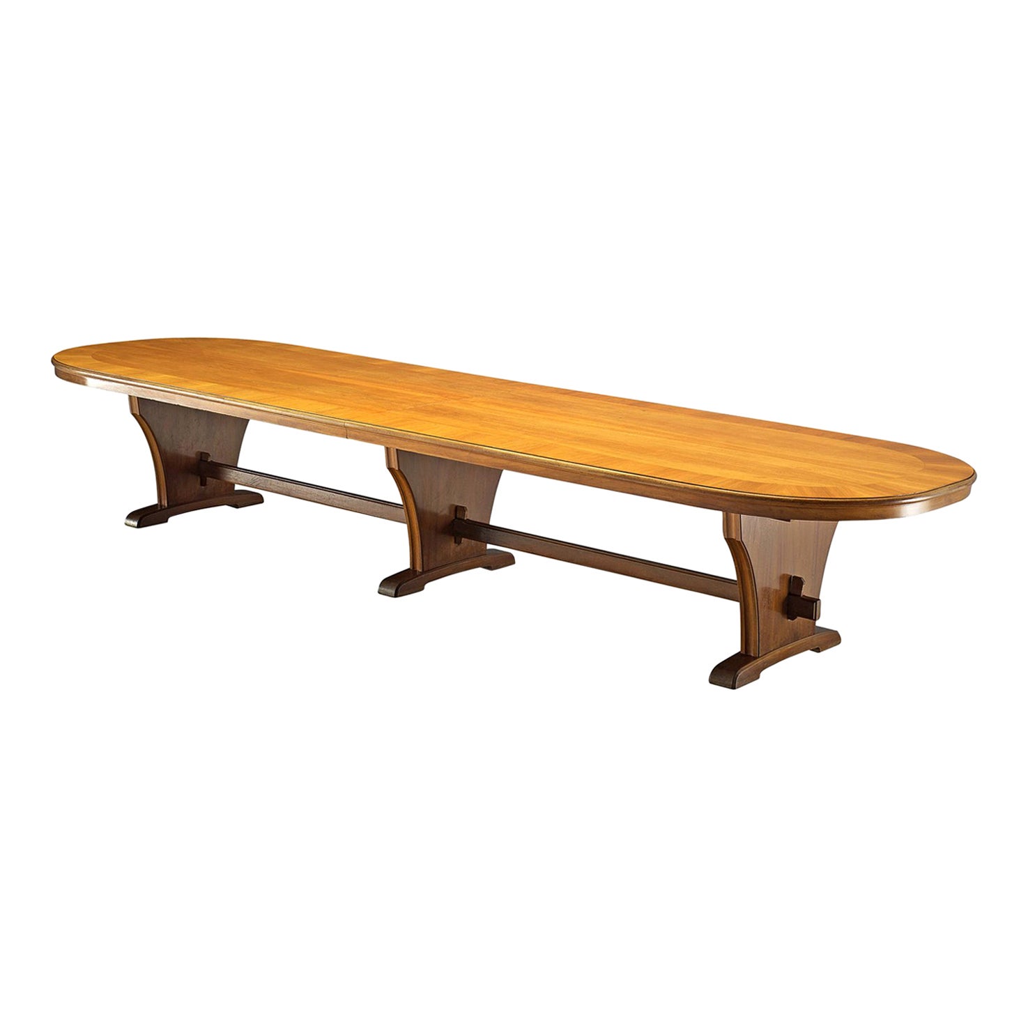 Oval Walnut Dining Conference Midcentury Inspired Steel Powder Coated