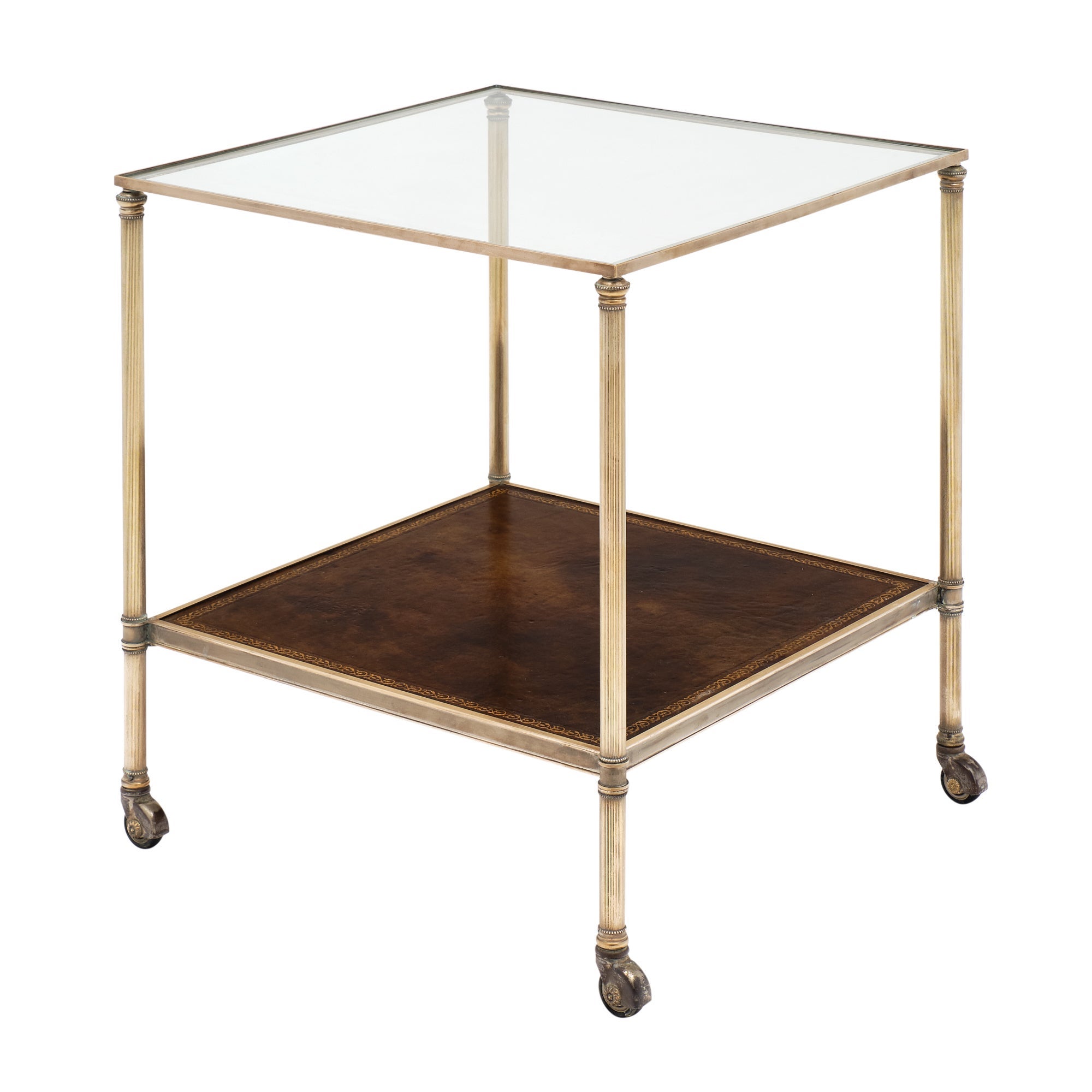 Side Table with Oval Top on Wheels at 1stDibs