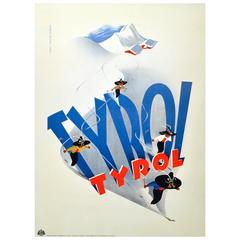 Original Vintage Skiing Poster for Tyrol Austria